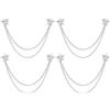 SUPERFINDINGS 4 Pezzi Spilla con Catena Lunga in Argento con Stella e Nappa da Bavero con Doppia Stella Catena in Lega per Collo Spilla con Nappa per Uomo Donna per Abiti da Cerimonia Regali