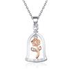 Generic Collana con ciondolo a forma di rosa con ciondolo a forma di fiore di bellezza romantico e bestia, principessa, festa della mamma, San Valentino, regalo di compleanno per ragazze, Small,