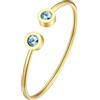 FOCALOOK Bracciale da donna aperto placcato oro, cerchio da donna in acciaio dorato regolabile, decorato con pietra di nascita in cristallo, gioiello di compleanno, Acciaio inossidabile