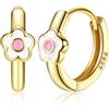 MILACOLATO Daisy Orecchini a Cerchio Donne Bambino Ipoallergenico Leggero 18K Placcato Oro Daisy Orecchini Cerchio Piccolo Cartilage Oro Orecchini per Bambini Ragazze Rosa