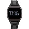 Asixxsix Orologio Digitale, Orologi da Polso Sportivi LED Touch Control con Cinturino in Acciaio Inossidabile, Chiusura Pieghevole Sveglia Temporizzata Funzione Luce Notturna (Nero)