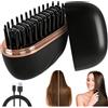 lunule Spazzola Lisciante Senza Fili 2 in 1 Mini Pettine Lisciante Ricaricabile con 3 Livelli di Temperatura Design Antiscottatura per Capelli Lisci o Ricci Ideale per Viaggi e Uso Quotidiano (Nero)