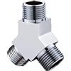 SEIWEI Componente della valvola deviatore del braccio doccia a 3 vie, valvola del deviatore G1/2 , tradizionale braccio di doccia in metallo in ottone DEVERTER VALVOLA T-ADAPTER CONNETTORE A TEE (stile C)