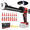 Leiortufa Pistola elettrica per cartucce a batteria, 20V, pistola a cartuccia con luce LED e 16 ugelli, pistola elettrica a 4 velocità in silicone, pistola per silicone a cartuccia con batteria per sigillatura