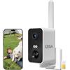 Xega Telecamera di sorveglianza 4G con scheda SIM, senza telecamera WiFi, batteria esterna 10000 mAh, rilevamento di movimento PIR, visione notturna a 2 vie, audio a 180°, sveglia, TF/Cloud, IP66