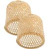HOMSFOU 2 Pezzi Paralume In Bambù Paralume A Sospensione Intrecciato Gabbia Per Lampada In Rattan Lampadario Vintage Coprilampada In Vimini Lampade Di Protezione Per Lampada Da Tavolo
