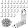 YFLeomry 30 connettori angolari in acciaio inox, 30 x 30 mm, angolo in metallo di 90 gradi, angolo in acciaio inox per costruzione di mobili e scaffali, connettori per legno fai da te