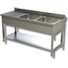 Ristoattrezzature Lavello in Acciaio Inox - Professionale, per Cucine Ristoranti e Pizzerie - 2 Vasche, Gocciolatorio a Sx - 140x70x85h