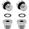 Wanheart Set di 4 tappi ciechi in acciaio inox, G1/4 e G3/8, con anello di tenuta ED, tappo per tubi, tappi filettati, tappi per tubo dell'olio, chiusura a esagono incassato per tubi dell'acqua, auto
