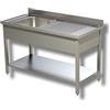Ristoattrezzature Lavello in Acciaio Inox - Professionale, per Cucine Ristoranti e Pizzerie - 1 Vasca, Gocciolatoio a Dx - 100x60x85h