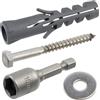 AERZETIX - Kit di 10 tasselli a colletto Ø12x60 mm in nylon + 10 viti tirafondi Ø6x60 mm in acciaio inossidabile A2 + 10 rondelle larghe A2 per bullone M6 + 1 bussola a brugola 1/4 SW10
