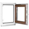 Framex Finestra per cantina per interni ed esterni, rovere dorato, 2 vetri, 80 x 80 cm, DIN destra, girevole e basculante, in PVC, 800 x 800 mm, finestra per garage, casetta da giardino