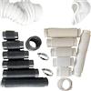 Vyloky Diametro 50 mm, diametro 75 mm, diametro 110 mm, diametro 120 mm, diametro 160 mm, diametro 315 mm, tubo di scarico in PVC, collegamento per l'acqua piovana con due morsetti (gomma nera