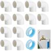 WOKICOR Tubo rigido per cavi elettrici tubi in PVC - set 12 curve M25 bianche in PVC con 2 rotoli di nastro sigillante per cantina, garage e officina