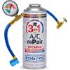 FullCarX AC REPAIR 3 in 1 Ricarica Aria Condizionata Auto con Olio e Sigillante Tappa Perdite Manometro LP, Carica Clima 220g Sostituto Gas Refrigerante R134a e R12 Facile da Usare, Ricambio Auto 1992-2017