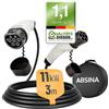 ABSINA Cavo Ricarica Auto elettrica Tipo 2 da 22kW e 32A - Cavo Auto elettrica & Ibrida trifase, Modo 3 & 7,5 Metri - Cavo Ricarica Tipo 2, Cavo Tipo 2 Auto elettrica, Cavo di Ricarica Auto elettrica