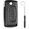 Chaexii 3 Pulsanti Cover Chiave Peugeot 207, Compatibile con Peugeot 307 407 208 308 408 Custodia Chiave per Citroen N C2 C3 C4 C5 Berlingo Grand Picasso Sostituzione Coque, Telecomando Chiave Peugeot 308