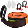 Hahorpa Cavo Traino 10 Ton Heavy Duty 5M x 5CM, Cintura Traino Ad Alta Resistenza per Auto con 2 Staffe Rinforzate, Borsa da Magazzinaggio e Guanti, Kit Recupero Fuoristrada per SUV, Furgone, Camion, Berlina