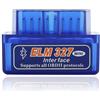 VBGURR Mini scanner Bluetooth ELM-327 OBD2, dispositivo diagnostico Bluetooth OBD2, adattatore Bluetooth OBD2, strumento diagnostico OBD-II per Android/iOS/Windows, scanner auto con tecnologia One Chip, per
