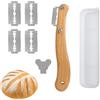 Butyeak Bread Lame, Manico in Legno Rasoio Pane, Coltello da Panettiere, Taglierino per Pane, Coltelli da Panes Curvi, con 5 Lamettes in Acciaio Inossidabile per Intagliare Modelli