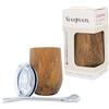 Veegreen Set Yerba Mate in Acciaio Inossidabile | Tazza Per Bere Yerba Mate Argentino | Include una Bombilla e un coperchio richiudibile | Set Autentico (Legna) (Effetto legno)