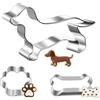 XIONGXIAOZHI Set di 3 formine per biscotti per cani in acciaio inox, con bassotto, zampe e ossa per cuocere torte per cani. Pratico gadget da cucina e regalo per gli amici dei cani