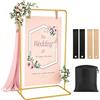 YNNHUDEEP 173 x 80 cm, porta cartello di benvenuto per matrimonio, con 4 cinghie in pelle, supporto per poster per matrimonio, supporto per cartello pubblicitario, arco per palloncini (oro)