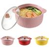 LUPATDY Pirofila in ceramica da 800 ml, ciotola in ceramica con coperchio, per lasagne, ramen, cuocere, insalata, per friggitrice ad aria calda, forno, microonde, rosa