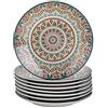 vancasso Mandala Servizio di Piatti da Dessert in Porcellana 8 Pezzi Servizio di Piatti per Dolce Piatti da Frutta Servizio Combinato di Stile Bohémien per 8 Persone Ø 21 cm Colore Verde