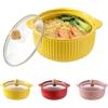 LUPATDY Pirofila in ceramica da 800 ml, ciotola in ceramica ramen, con coperchio, per lasagne, ramen, cuocere, insalata, per friggitrice ad aria calda, forno, microonde, giallo