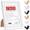 HIMEETIME® 1x Cornice per foto-13x18 cm,legno di ayous,Bianco,Passepartout 10X15cm,Cornice per foto 13x18 medie con vetro artificiale infrangibile-Montaggio a parete o esposizione da tavolo