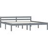 vidaXL Giroletto Classico Elegante Robusto Struttura Telaio Letto Grigio 160x200 cm con Testiera e Doghe in Compensato Legno Massello Pino