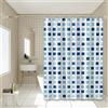 Homxi Tende con Occhielli Bagno,180 W x 220 H CM,Tende Bagno Blu Verde Finestra Motivo Quadrato Tenda da Doccia Tessuto PEVA Gancio Tende Doccia