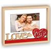 Generico Cornice in legno portafoto 10x15 con Cuore rosso e scritta Love in rilievo per Innamorati da tavolo o parete