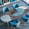 Surwin Tovaglia Ovale con Bordo Elastico, Antiscivolo Elastico Copritavolo Ovale Antimacchia Protezione Tavolo Casa Ristorante Sala da Pranzo Giardino Geometria Minimalista (Blu,107x152cm)