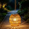 CHENBOOW Lampade Solari per Esterni,Lampada Solare in Rattan,Lampadari in Rattan Vintage,Lampada a Sospensione in Rattan,Lampadario Solare da Esterno,per Camera da Letto Soggiorno Cucina Corridoio