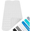Baozun Tappetino Antiscivolo per Vasca da Bagno e Doccia,100 x 40cm Extra Lungo con Ventose Bath Mat Universale per Bagno, in PVC,Antibatterico,Resistente alla Muffa (Trasparente)