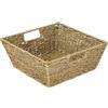 HMF Cesto regalo vuoto, cesto portaoggetti intrecciato in erba marina | Rettangolare | 30 x 30 x 12 cm