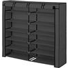 EGLEMTEK Scarpiera Armadio a 7 Ripiani in Tessuto, Fino a 36 Paia di Scarpe, Organizzatore Armadio, Portascarpe Mobiletto Guardaroba, 115 x 110 x 28 cm, Tessuto Grey (Colore Grigio)