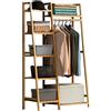 angelfanmily Armadio Aperto bambù, Appendiabiti con Ripiano Stand Appendiabiti Vintage Guardaroba Armadio Ingresso Appendiabiti, Legno Multifunzionale Appendiabiti per Vestiti, Cappelli