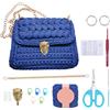 FREEBLOSS Kit fai da te con borsa a tracolla all'uncinetto, kit per lavori a maglia con catene, istruzioni in inglese, kit per la creazione di borse per principianti (blu reale)