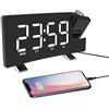 ThreeH Sveglia a Proiezione Digitale Radiosveglia FM con Caricatore USB 2 Impostazione sveglia Display grande 5'' Funzione snooze Bianco