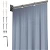 TWSOUL Asta pieghevole per tenda da doccia con tenda (1,5x1,8M), con foratura, asta da parete per tenda da bagno, regolabile, impermeabile, forma L/U a forma di scala, forma dritta (asta da 92 cm, Blu-3