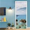 A.Monamour Adesivo Porta Autoadesiva 3D Costa Rocciosa E Paesaggio Tropicale Della Natura Del Mare Vinile PVC Adesivi per Porte Interne Pellicola Adesiva Poster Murale Parete Carta da Parati 95x215cm