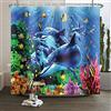 SDOTPMT 180x198cm Balena Tenda da Doccia Colorata - Pesci Tropicali, Alga Marina, Corallo, Scogliera, Paesaggio Sottomarino - Blu Oceano per Bagno e Vasca in Poliestere con Ganci