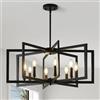 GHiycotdl Industrial Lampadario,E14 Farmhouse Lampada A Sospensione,Lampadari Da Cucina Per Soggiorno Cucina Corridoio Camera Da Letto,Regolazione Dell'Altezza (Nero, 8 luci)