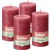 Bolsius Rustik Candele a pilastro - rosso - 4 pezzi - 13 x 7 cm - non profumate - senza olio di palma - lunga durata di 60 ore - non profumate - cera vegana naturale