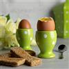 City to Cottage® Set di 2 Portauova Verde Lime e Bianco | Fantasia con Puntini a Pois | Lavorato e Dipinto a Mano | Ceramica | Portauovo per Uova Sode o alla Coque