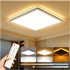MIAOKE Plafoniera Led 29 Cm per Camera da Letto, Dimmerabile con Telecomando, 24w 3200 Lumen, Temperatura Colore Regolabile da 3000 A 6500k, Luce Notturna A 2000k, Design A Basso Profilo per Soggio