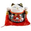 Kukyller Gatto della fortuna in ceramica cinese, statuette di statue di gatti portafortuna Banca della fortuna 4,5 pollici Squisito carino porta fortuna Buon augurio Vaso in ceramica per (Black)